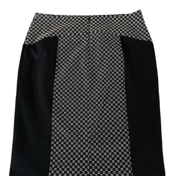 LAUNDRY BY SHELLI SEGAL WOMENS STRAIGHT CUT BLACK & WHITE MIDI SKIRT SIZE 8 - Picture 2 of 8
